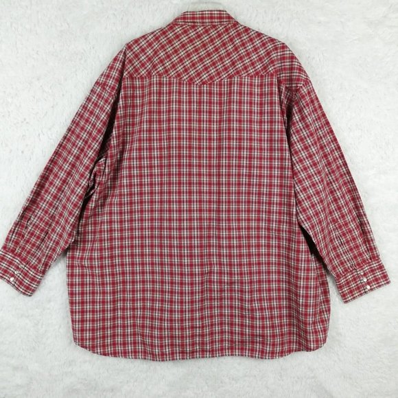 Fox Fire Mens Shirt Button Down Western Pearl Snaps Red Plaid Long Sleeve Big 3X - Picture 2 of 11